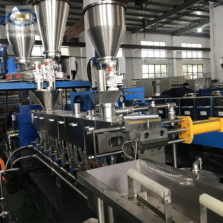 SHJ-63 Twin Screw Extruder for PA+Short Glass Fiber Compounding with Side Feeder